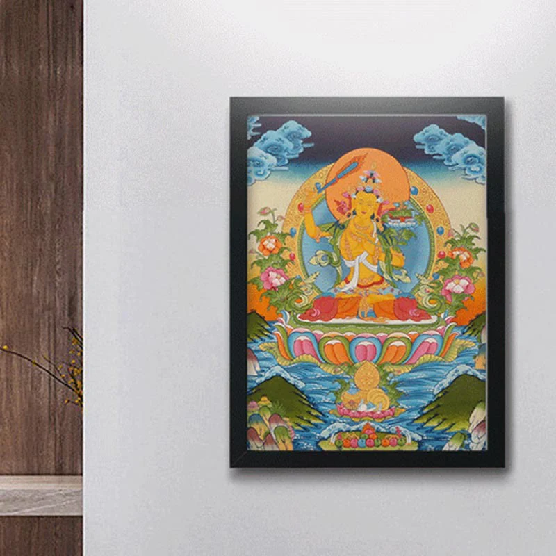 Buddha Stones Tybetańskie Malowanie Thangka Żółty Bóg Bogactwa Zielona Tara Awalokiteśwara Ręcznie Robiona Dekoracja Pudełko Niespodzianek (Losowy Styl) - Image 21
