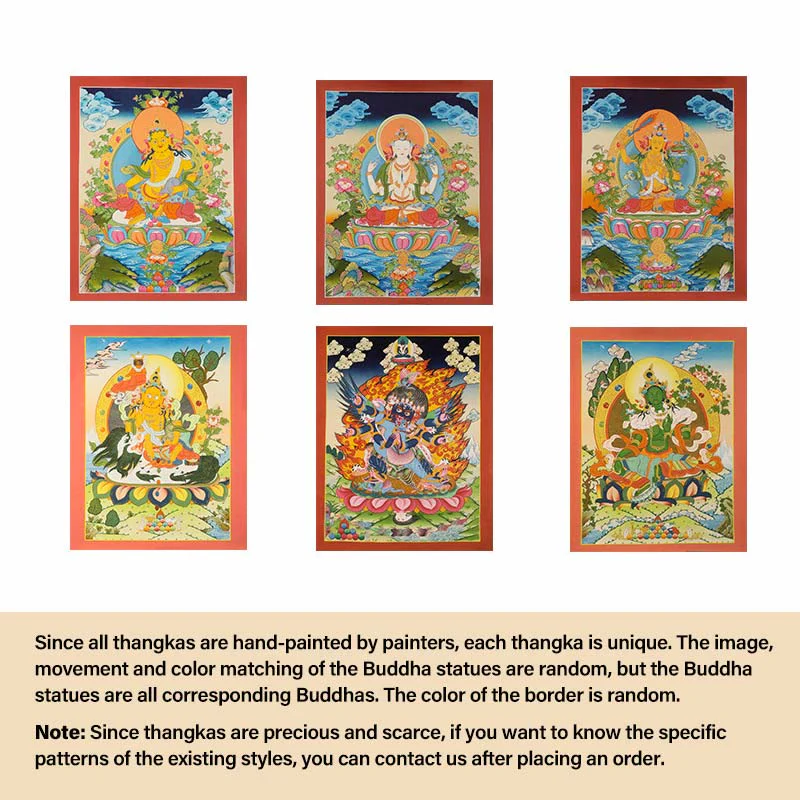Buddha Stones Tybetańskie Malowanie Thangka Żółty Bóg Bogactwa Zielona Tara Awalokiteśwara Ręcznie Robiona Dekoracja Pudełko Niespodzianek (Losowy Styl) - Image 24