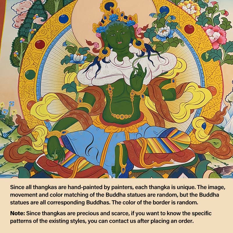 Buddha Stones Tybetańskie Malowanie Thangka Żółty Bóg Bogactwa Zielona Tara Awalokiteśwara Ręcznie Robiona Dekoracja Pudełko Niespodzianek (Losowy Styl) - Image 8