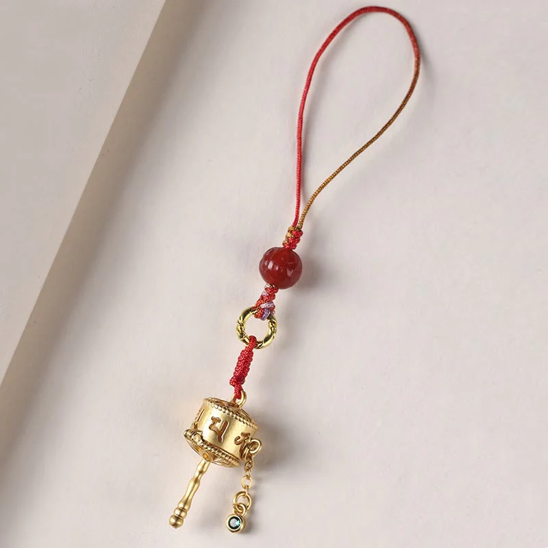 Buddha Stones Tybetańskie Om Mani Padme Hum Koło Modlitewne Amulet Urok Ochrona Telefon Wiszący Dekoracja - Image 8