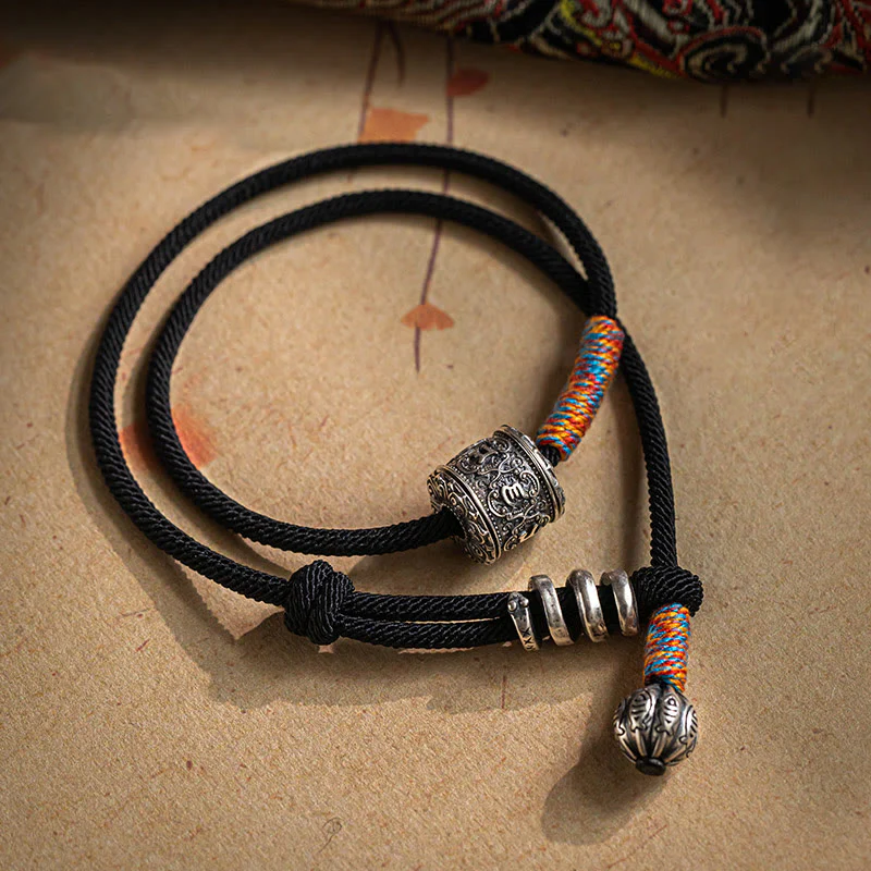 Buddha Stones Tybetańskie Om Mani Padme Hum Rzeźbiony Amulet Podwójnie Owijana Bransoletka