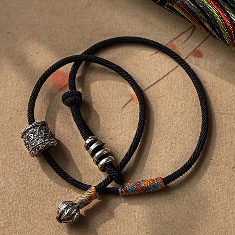 Buddha Stones Tybetańskie Om Mani Padme Hum Rzeźbiony Amulet Podwójnie Owijana Bransoletka - Image 14