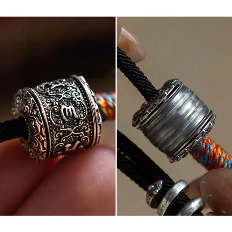 Buddha Stones Tybetańskie Om Mani Padme Hum Rzeźbiony Amulet Podwójnie Owijana Bransoletka - Image 16