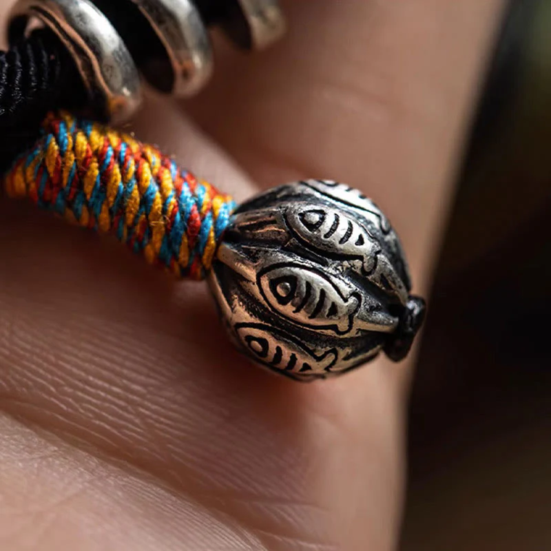 Buddha Stones Tybetańskie Om Mani Padme Hum Rzeźbiony Amulet Podwójnie Owijana Bransoletka - Image 8