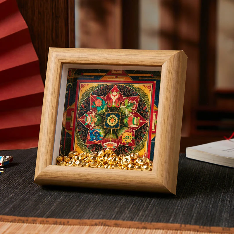 Buddha Stones Tybetańskie Om Mani Padme Hum Złota Sztabka Thangka Ramka na Zdjęcia Ozdoba Wystrój Domu - Image 5