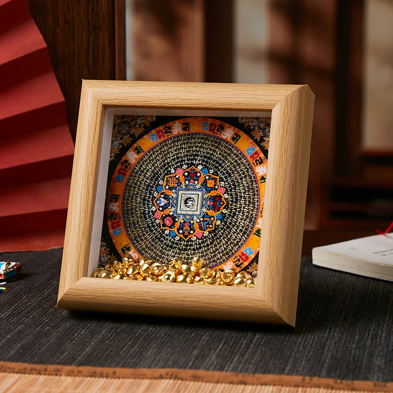 Buddha Stones Tybetańskie Om Mani Padme Hum Złota Sztabka Thangka Ramka na Zdjęcia Ozdoba Wystrój Domu - Image 7