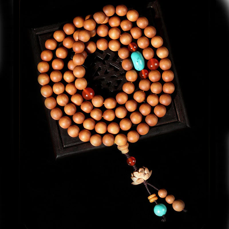 Buddha Stones Tybetańskie Sandałowiec Lotos Oświecenie Charm Mala Bransoletka - Image 3
