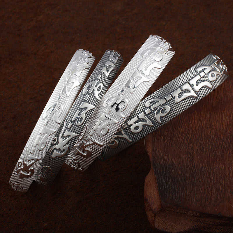 Buddha Stones Tybetańskie Sanskryckie Białe Miedziane Medytacyjne Modlitewne Bransoletki Bangle - Image 2
