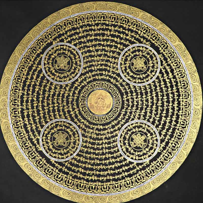 Buddha Stones Tybetańskie Thangka Malowanie Om Mani Padme Hum Pismo Ręcznie Robione Dekoracje (Losowy Styl) - Image 14
