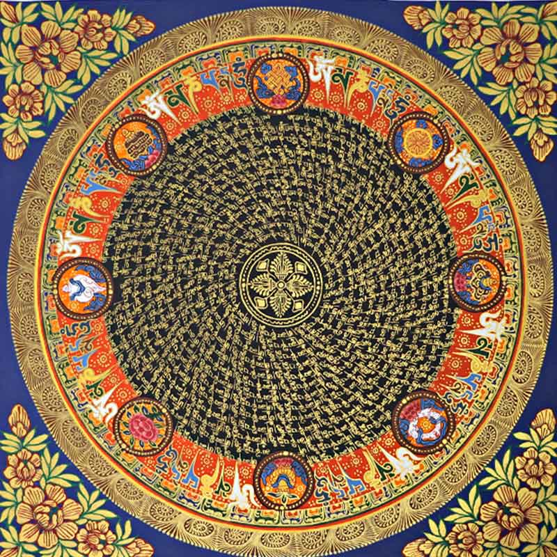 Buddha Stones Tybetańskie Thangka Malowanie Om Mani Padme Hum Pismo Ręcznie Robione Dekoracje (Losowy Styl) - Image 16