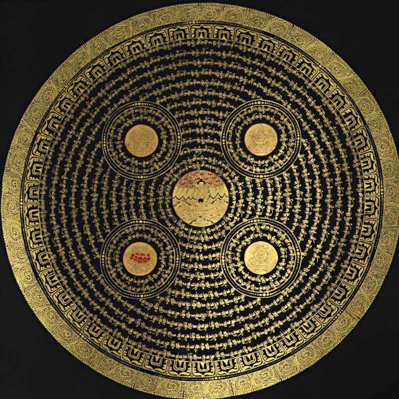 Buddha Stones Tybetańskie Thangka Malowanie Om Mani Padme Hum Pismo Ręcznie Robione Dekoracje (Losowy Styl) - Image 8