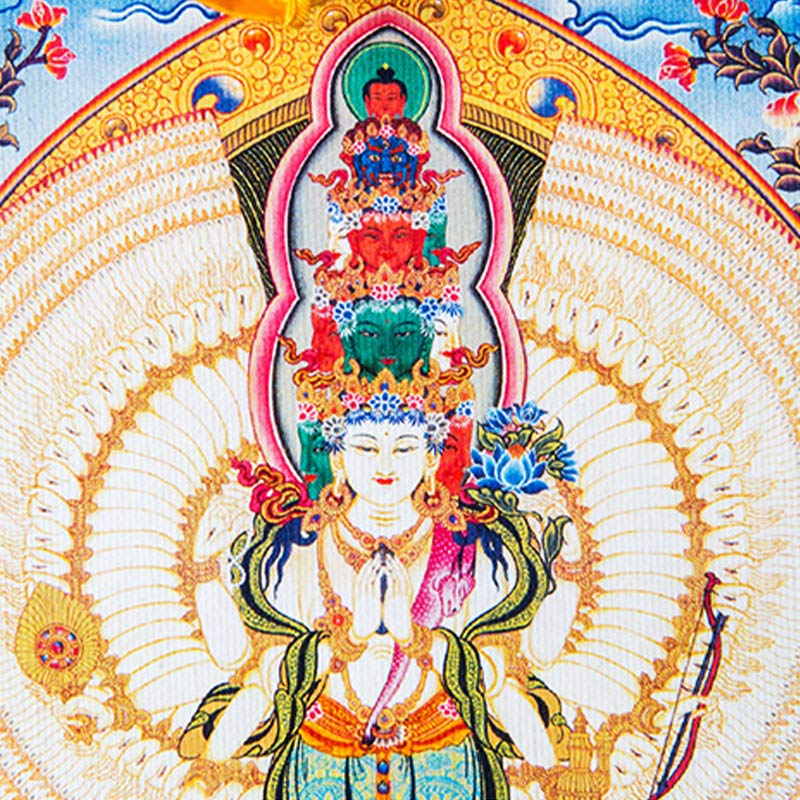 Buddha Stones Tybetańskie Tysiącręki Awalokiteśwara Oprawione Thangka Błogosławieństwo Dekoracja - Image 11