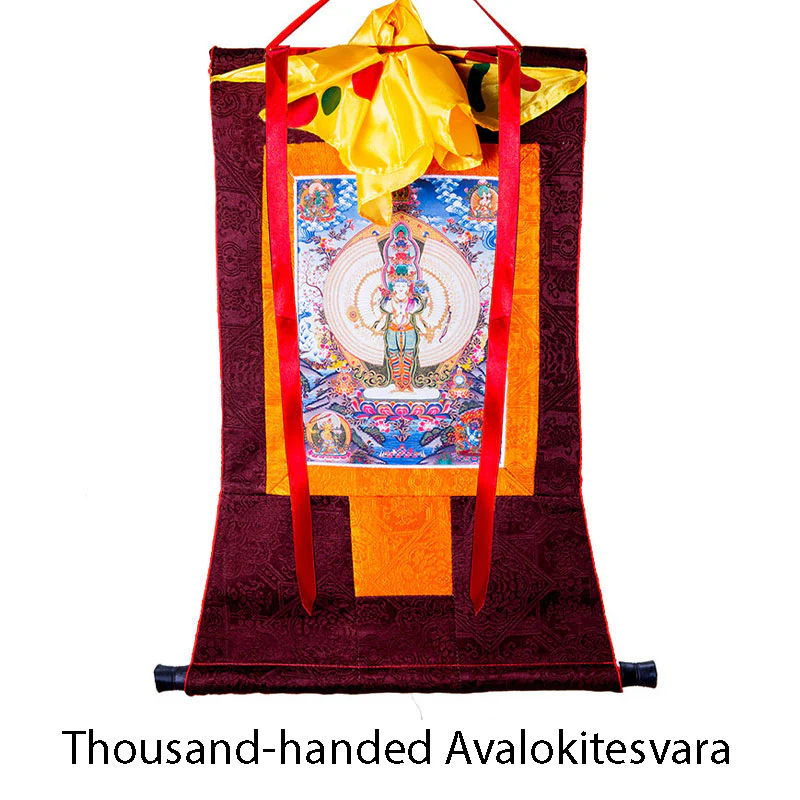 Buddha Stones Tybetańskie Tysiącręki Awalokiteśwara Oprawione Thangka Błogosławieństwo Dekoracja - Image 12