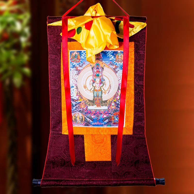 Buddha Stones Tybetańskie Tysiącręki Awalokiteśwara Oprawione Thangka Błogosławieństwo Dekoracja - Image 3
