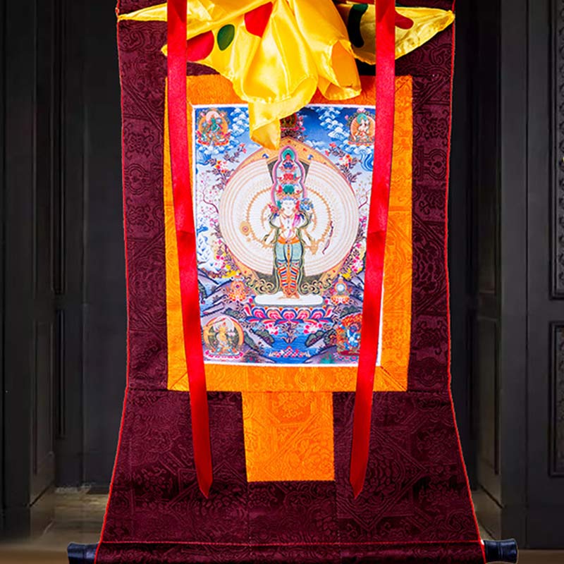 Buddha Stones Tybetańskie Tysiącręki Awalokiteśwara Oprawione Thangka Błogosławieństwo Dekoracja - Image 6