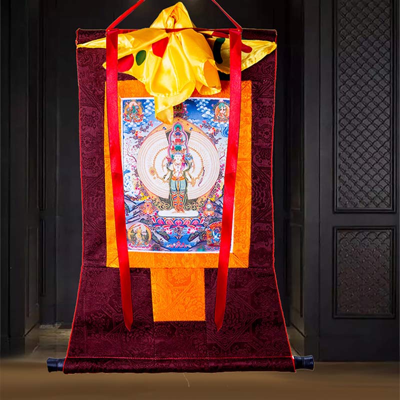 Buddha Stones Tybetańskie Tysiącręki Awalokiteśwara Oprawione Thangka Błogosławieństwo Dekoracja - Image 7