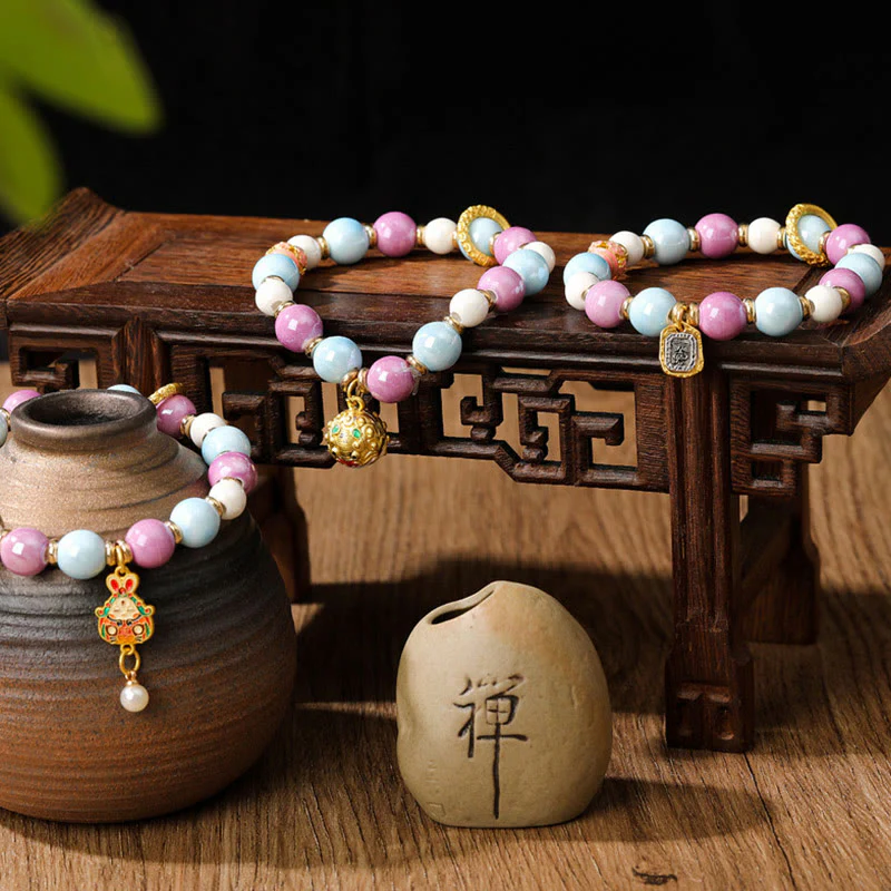 Buddha Stones Tybetańskie Zakiram Bogini Bogactwa Królik Głowa Lwa Charm Liuli Szkło Kadzidło Popiół Porcelanowa Koralik Ochrona Bransoletka - Image 11