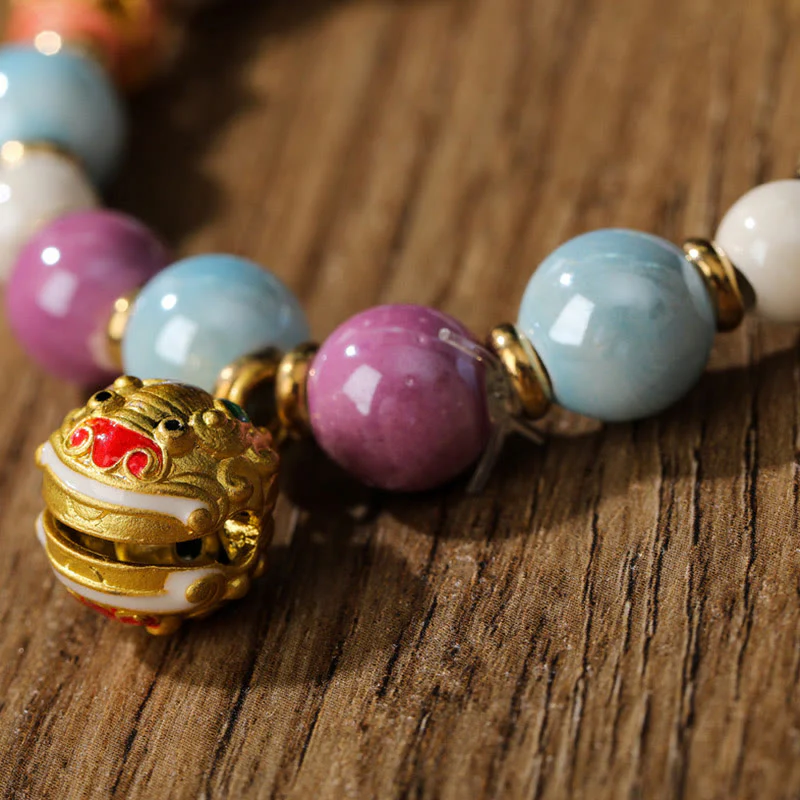Buddha Stones Tybetańskie Zakiram Bogini Bogactwa Królik Głowa Lwa Charm Liuli Szkło Kadzidło Popiół Porcelanowa Koralik Ochrona Bransoletka - Image 6