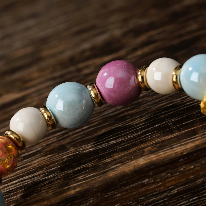 Buddha Stones Tybetańskie Zakiram Bogini Bogactwa Królik Głowa Lwa Charm Liuli Szkło Kadzidło Popiół Porcelanowa Koralik Ochrona Bransoletka - Image 9