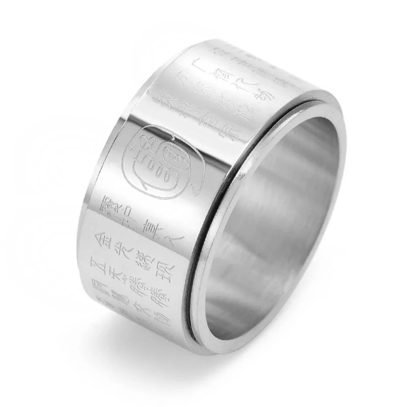 Buddha Stones Tybetańskie Złote Światło Mantra Tytanowa Stal Gładka Powierzchnia Spinner Balance Ring - Image 3