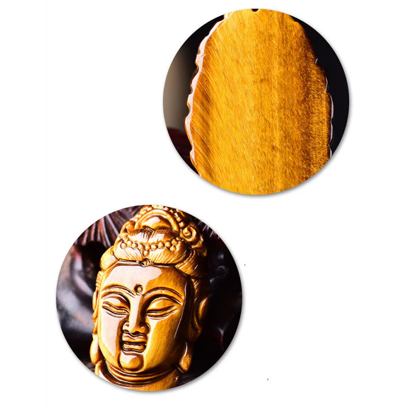 Buddha Stones Tygrysie Oko Kwan Yin Awalokiteśwara Głowa Sznur Siła Naszyjnik Wisiorek - Image 8
