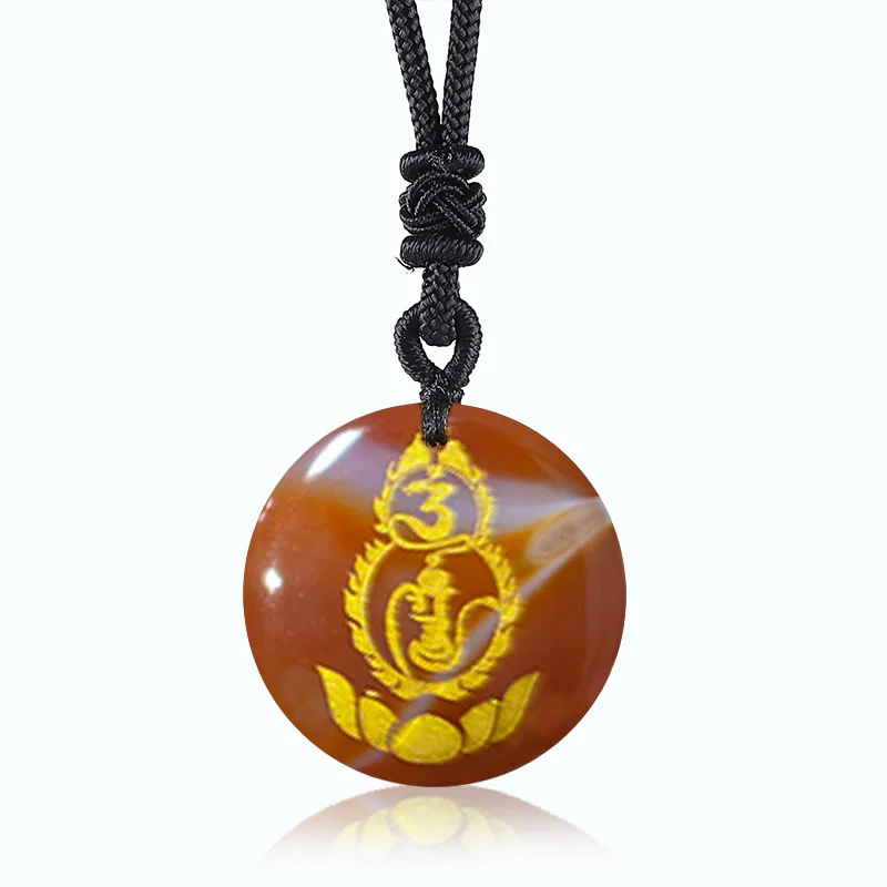 Buddha Stones Tykwa Lotos Wzór Postumentu Wadżra Ochrona Mantra Naturalny Różnorodny Kryształ Czarny Obsydian Spełnienie Naszyjnik Wisiorek - Image 13