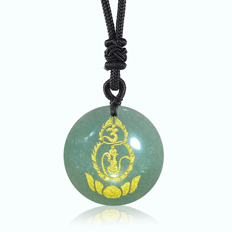 Buddha Stones Tykwa Lotos Wzór Postumentu Wadżra Ochrona Mantra Naturalny Różnorodny Kryształ Czarny Obsydian Spełnienie Naszyjnik Wisiorek - Image 5