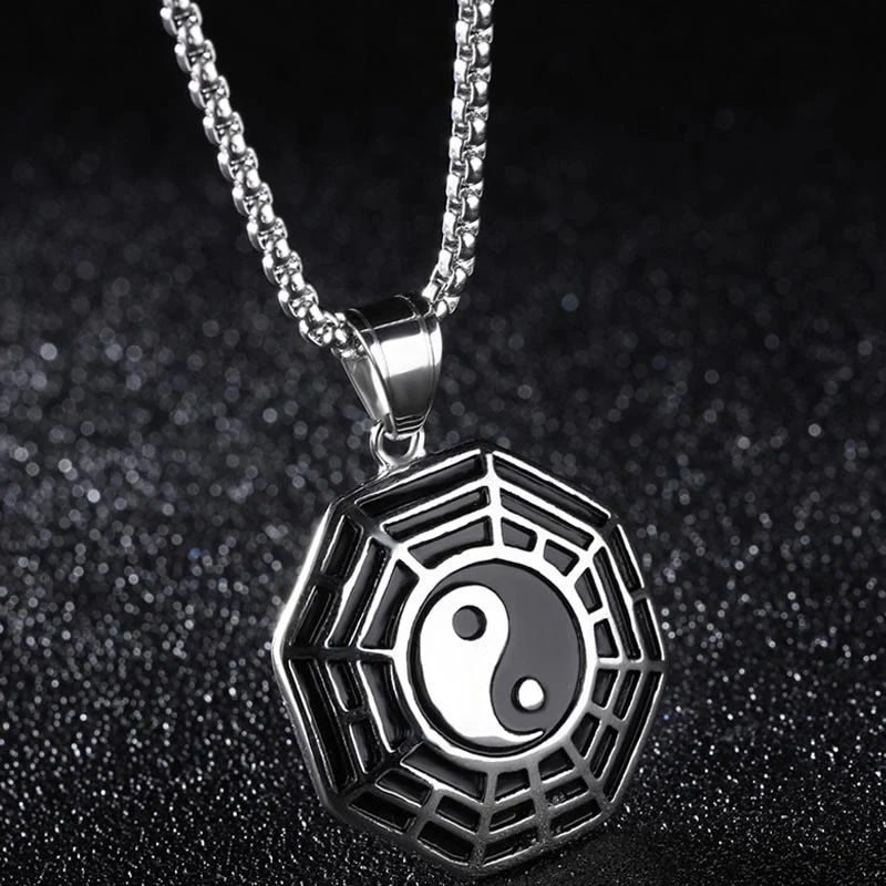 Buddha Stones Tytanowa Stal Bagua Yin Yang Wzór Równowagi Naszyjnik Wisiorek - Image 10