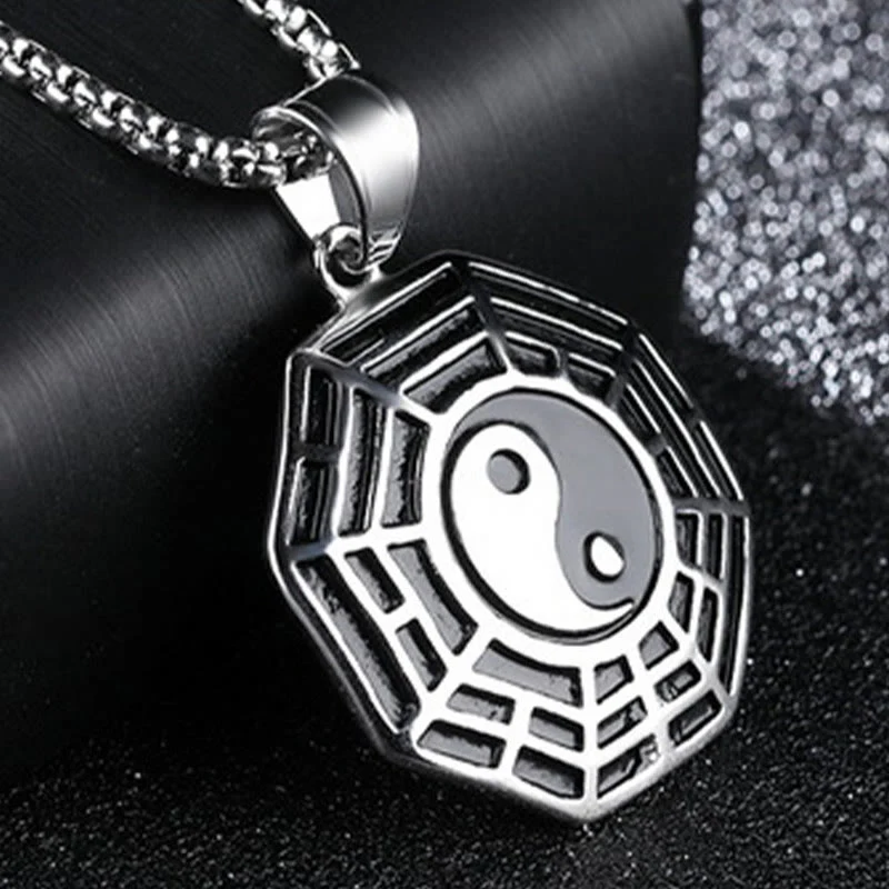 Buddha Stones Tytanowa Stal Bagua Yin Yang Wzór Równowagi Naszyjnik Wisiorek - Image 13
