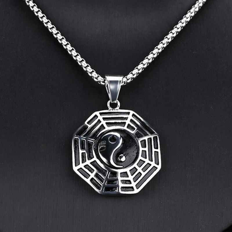Buddha Stones Tytanowa Stal Bagua Yin Yang Wzór Równowagi Naszyjnik Wisiorek - Image 15