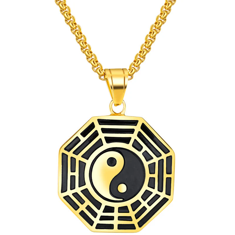 Buddha Stones Tytanowa Stal Bagua Yin Yang Wzór Równowagi Naszyjnik Wisiorek - Image 6