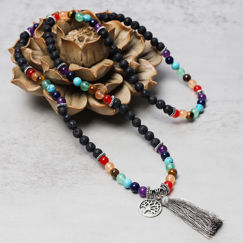 Buddha Stones Uzdrawiające Kryształowe Koraliki Modlitewne Mala 108 Medytacja Uzdrawiająca Wielowarstwowa Bransoletka Naszyjnik - Image 13