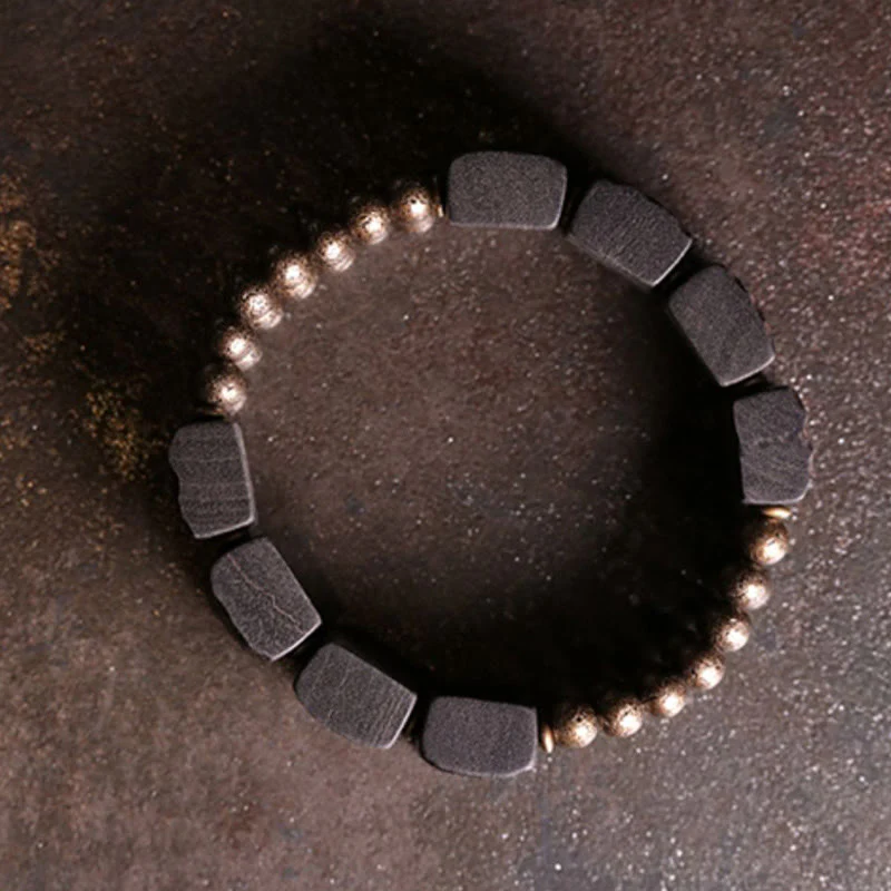 Buddha Stones Vintage Peace Ebony Drewno Miedź Koraliki Równowaga Bransoletka - Image 8
