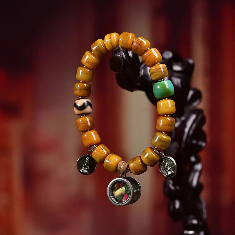 Buddha Stones Vintage Tybetańskie Koraliki Kościane Dzi Koraliki Uroczy Fox Balance Bransoletka - Image 10