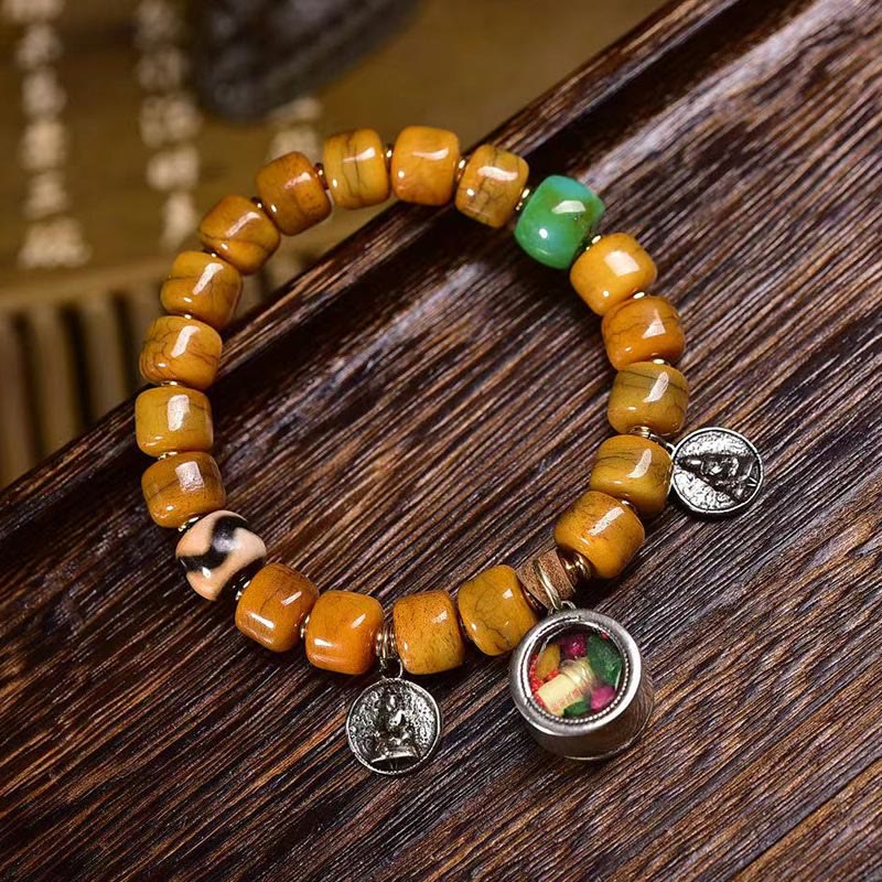 Buddha Stones Vintage Tybetańskie Koraliki Kościane Dzi Koraliki Uroczy Fox Balance Bransoletka - Image 7