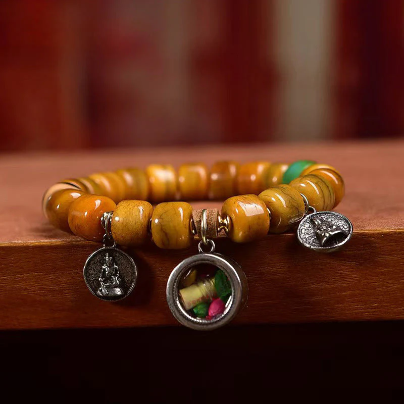 Buddha Stones Vintage Tybetańskie Koraliki Kościane Dzi Koraliki Uroczy Fox Balance Bransoletka - Image 9