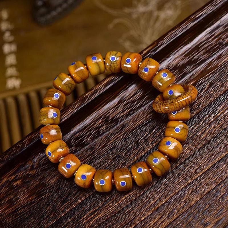 Bransoletka z plecionej liny z koralików z Buddha Stones , lazurytu i lapis lazuli