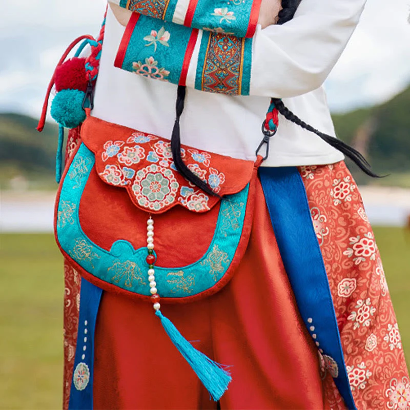 Buddha Stones w stylu etnicznym Su haftowana podróż na zakupy torba na ramię torebka crossbody - Image 2