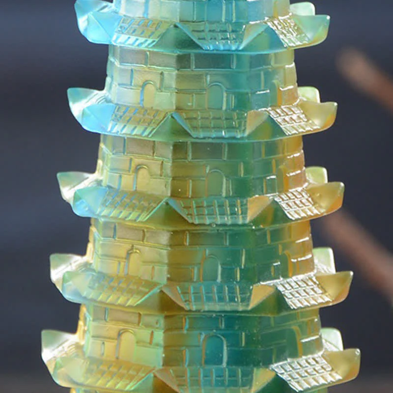 Buddha Stones Wieża Feng Shui Wenchang Ręcznie robiona kryształowa pagoda Liuli Art Piece Luck Dekoracja biura domowego - Image 11