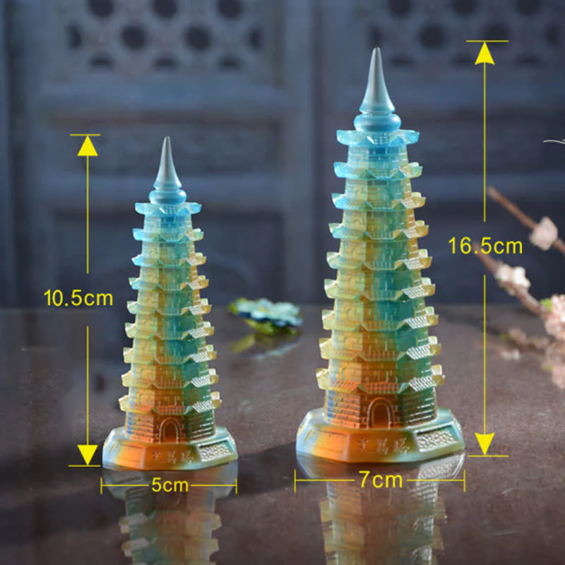 Buddha Stones Wieża Feng Shui Wenchang Ręcznie robiona kryształowa pagoda Liuli Art Piece Luck Dekoracja biura domowego - Image 13