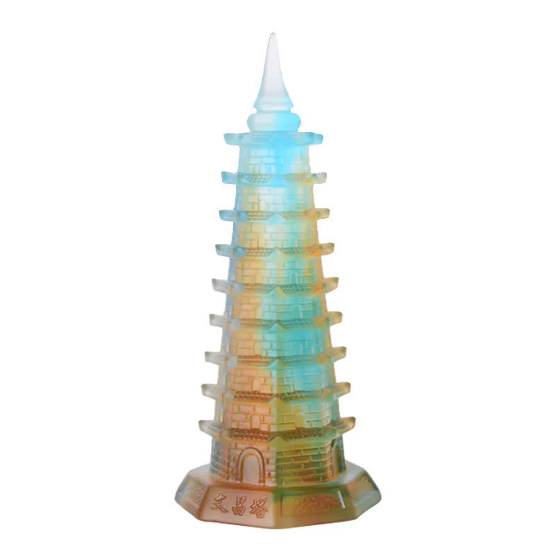 Buddha Stones Wieża Feng Shui Wenchang Ręcznie robiona kryształowa pagoda Liuli Art Piece Luck Dekoracja biura domowego - Image 14