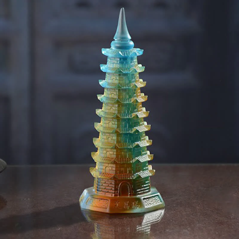 Buddha Stones Wieża Feng Shui Wenchang Ręcznie robiona kryształowa pagoda Liuli Art Piece Luck Dekoracja biura domowego - Image 7