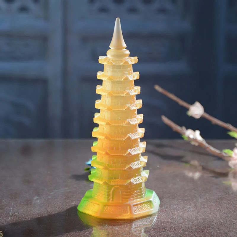 Buddha Stones Wieża Feng Shui Wenchang Ręcznie robiona kryształowa pagoda Liuli Art Piece Luck Dekoracja biura domowego - Image 9