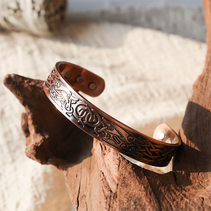 Buddha Stones Wikingowie Ptaki Magnetyczna Miedź Regulowana Bransoletka Mankietowa Bangle - Image 3
