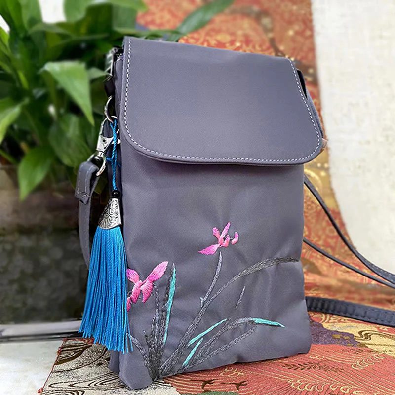 Buddha Stones Wodoodporna Ręcznie Haftowane Kwiaty Lotosu Torba Crossbody Torba Na Ramię Torba Na Telefon Komórkowy - Image 28