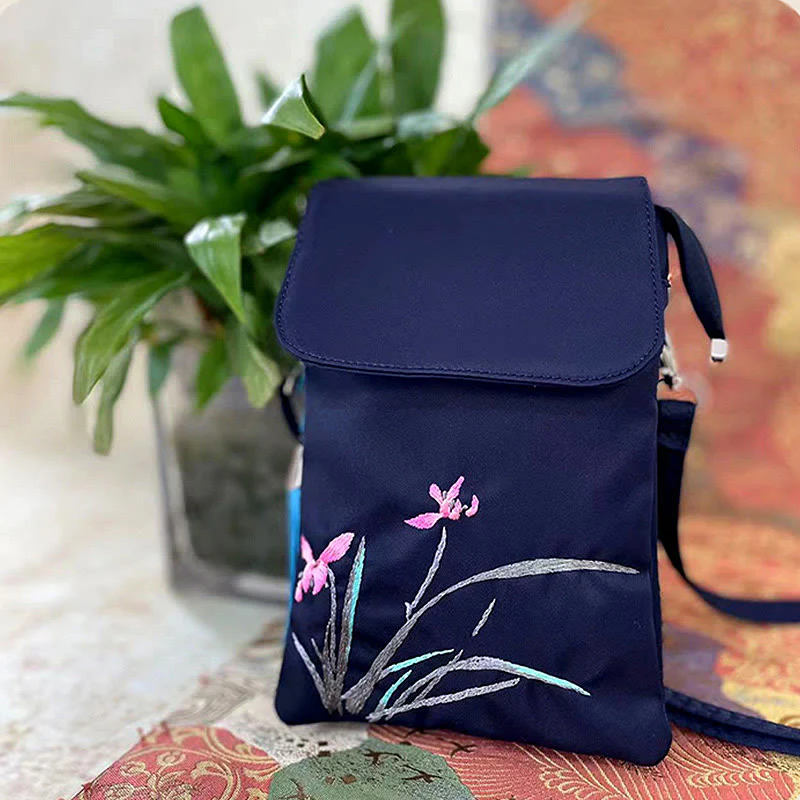 Buddha Stones Wodoodporna Ręcznie Haftowane Kwiaty Lotosu Torba Crossbody Torba Na Ramię Torba Na Telefon Komórkowy - Image 29