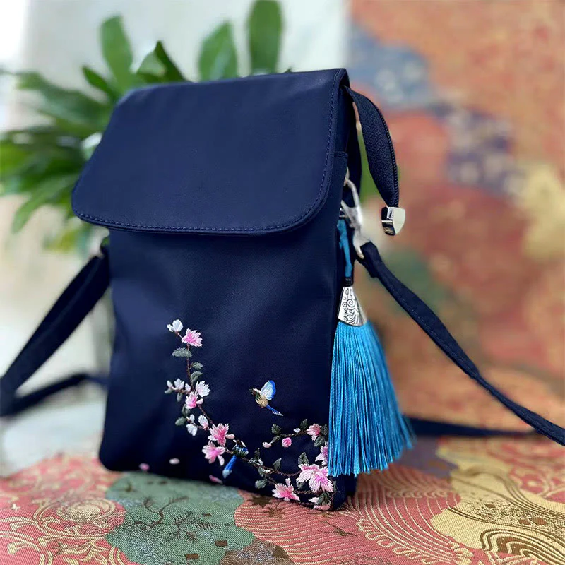 Buddha Stones Wodoodporna Ręcznie Haftowane Kwiaty Lotosu Torba Crossbody Torba Na Ramię Torba Na Telefon Komórkowy - Image 6