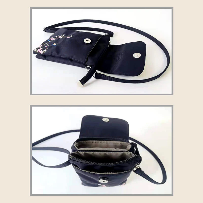 Buddha Stones Wodoodporna Ręcznie Haftowane Kwiaty Lotosu Torba Crossbody Torba Na Ramię Torba Na Telefon Komórkowy - Image 7