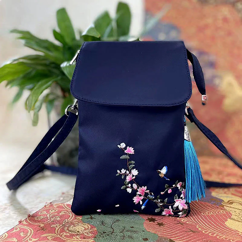Buddha Stones Wodoodporna Ręcznie Haftowane Kwiaty Lotosu Torba Crossbody Torba Na Ramię Torba Na Telefon Komórkowy - Image 8