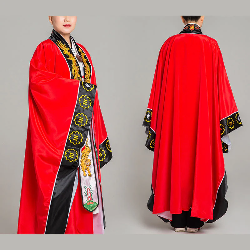 Buddha Stones Wudang Haft Smok Tygrys Długi Szeroki Rękaw Uniseks Taoistyczna Szata Kimono Na Ceremonię Qigong - Image 5